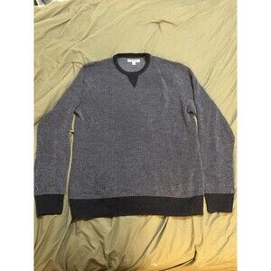 Good Threads Men’s Blue and White 100% Merino Wool Crew Neck Sweater Size L